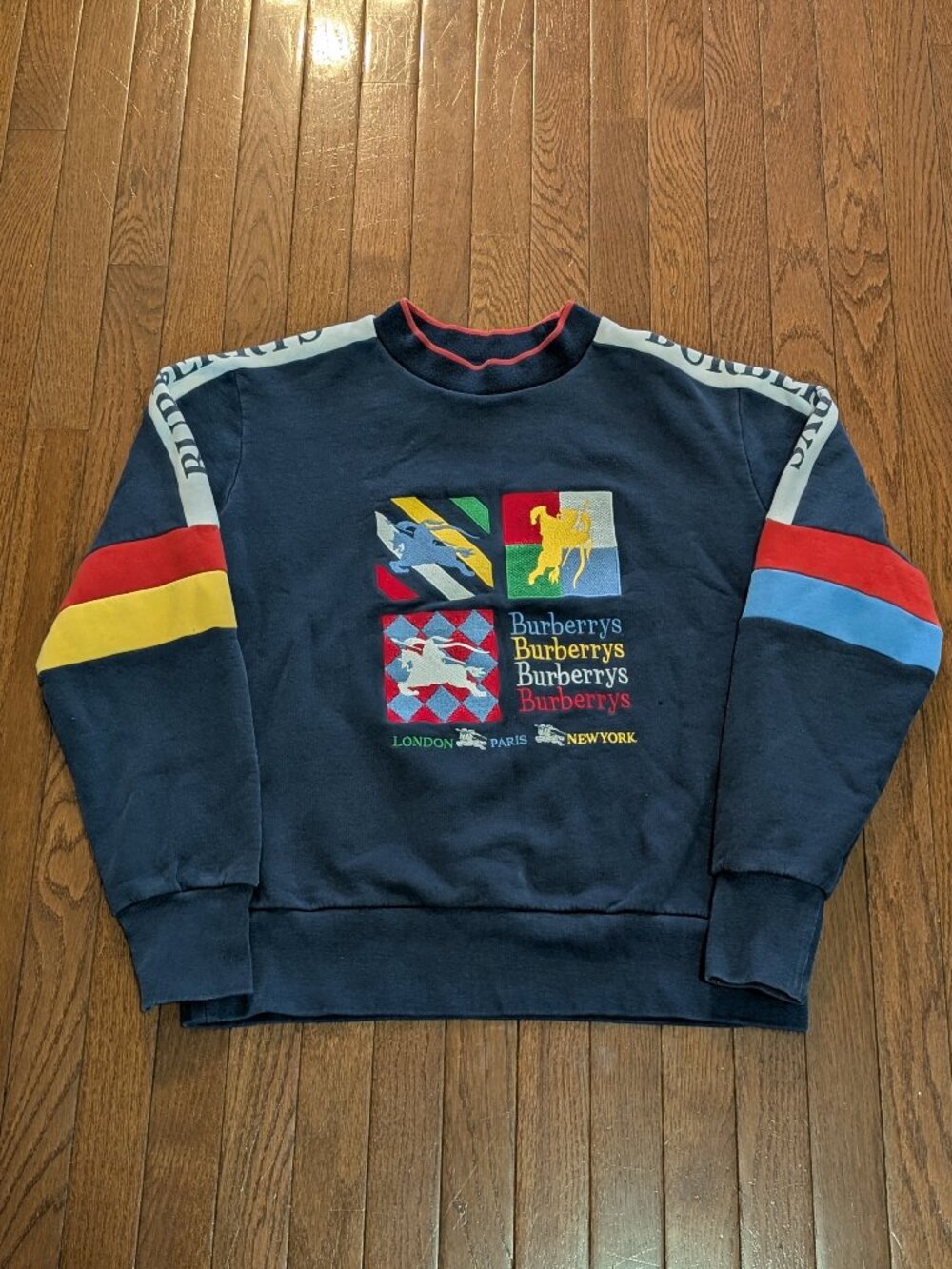 Burberry Color block Embroidered Archive Logo Crewneck - Size L
